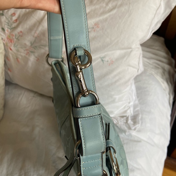 Vintage Blue Coach Signature Canvas & Leather/Suede Bucket Bag - Pale Blue - Picture 5 of 8
